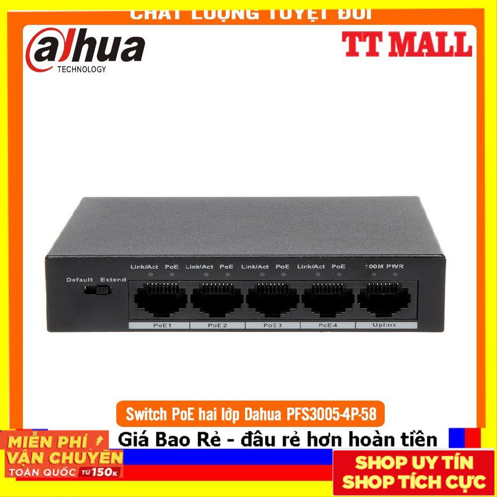 Switch PoE hai lớp Dahua PFS3005-4P-58- Bảo hành chính hãng 18 tháng .