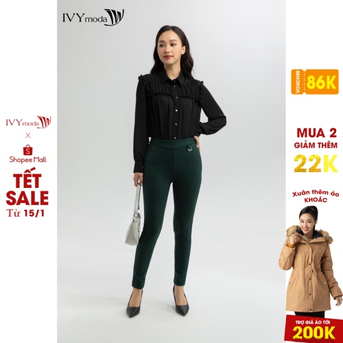 Quần Skinny nữ đính phụ kiện kim loại IVY moda MS 22C6001