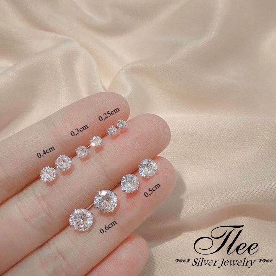 Khuyên tai bạc nữ TLEE nụ đá lấp lánh cao cấp TleeJewelry B0206