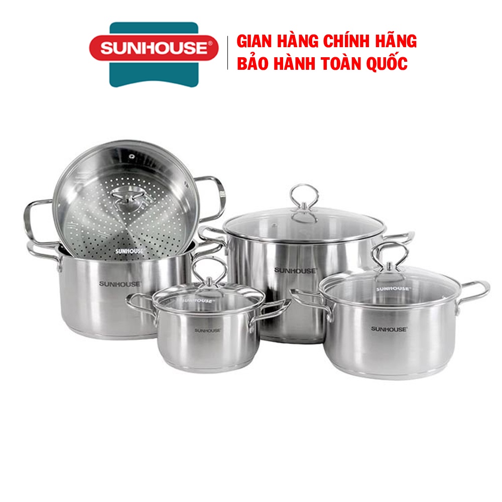 Bộ nồi inox 3 đáy Sunhouse SH895 - Hàng chính hãng