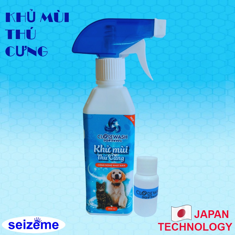 Xịt Khử Mùi Thú Cưng, Vật Nuôi PET trong gia đình trang trại Spa Thú Cưng CLWash 300ml