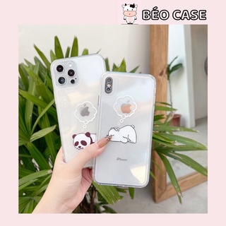 Ốp lưng iphone trong suốt gấu trúc mơ ngủ dày dặn