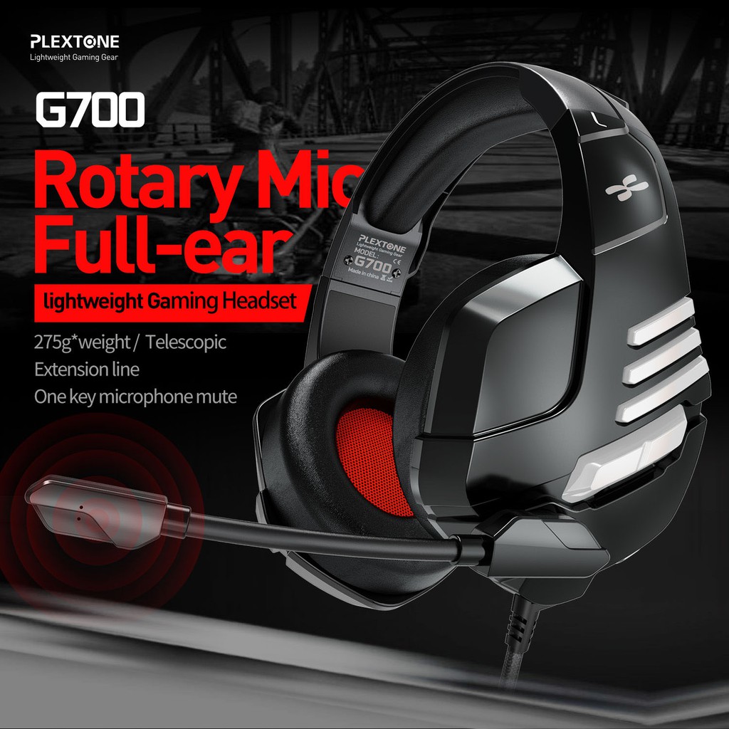 Tai Nghe Choàng Đầu Gaming Plextone G700 Dùng Được Cho Máy Tính và Điện Thoại - Màu Đen - Hàng Chính Hãng