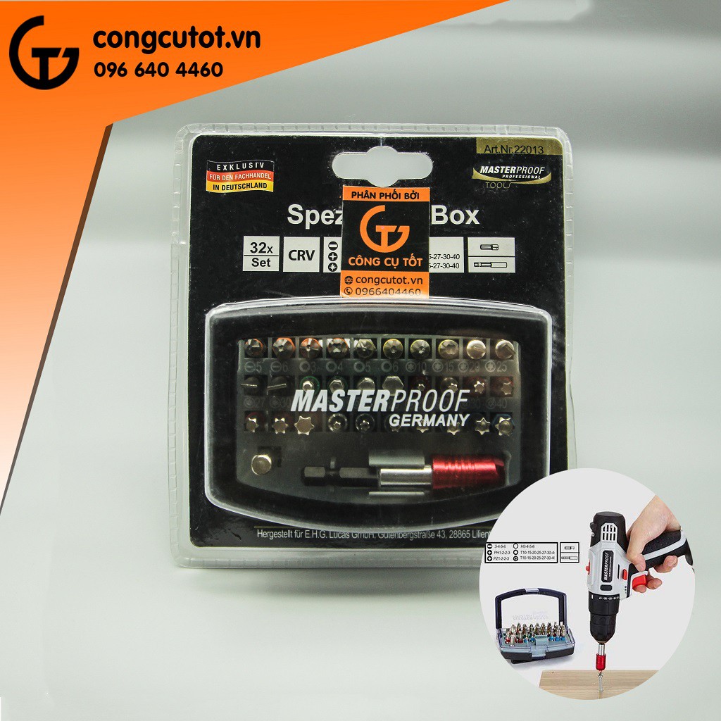 BỘ ĐẦU MŨI VÍT 32 CHI TIẾT MASTERPROOF 22013
