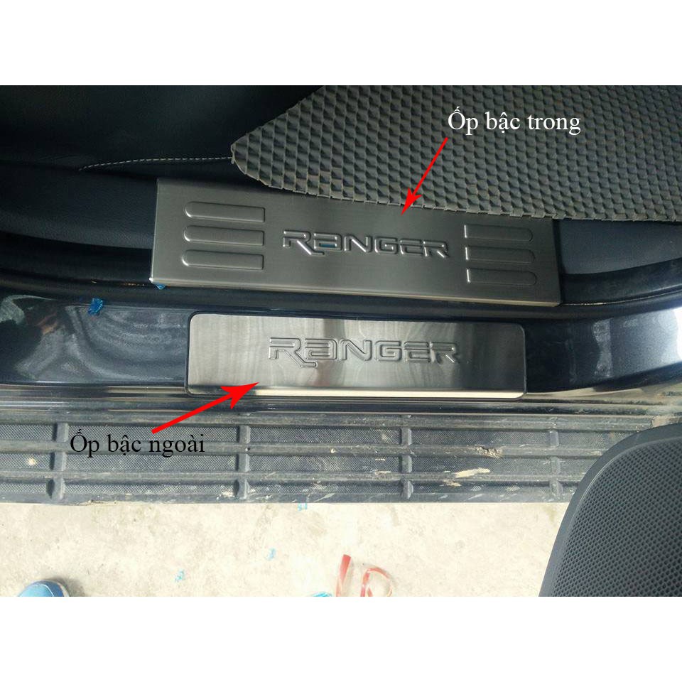 BỘ 8 ốp bậc trong ngoài Ford Ranger -mẫu Inox