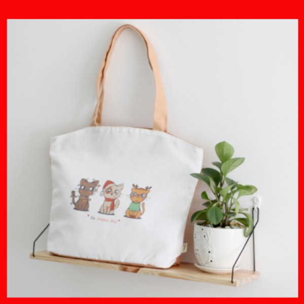 Túi tote vải canvas phom ngang phối hình in chủ đề thời trang COVI nhiều màu sắc T14