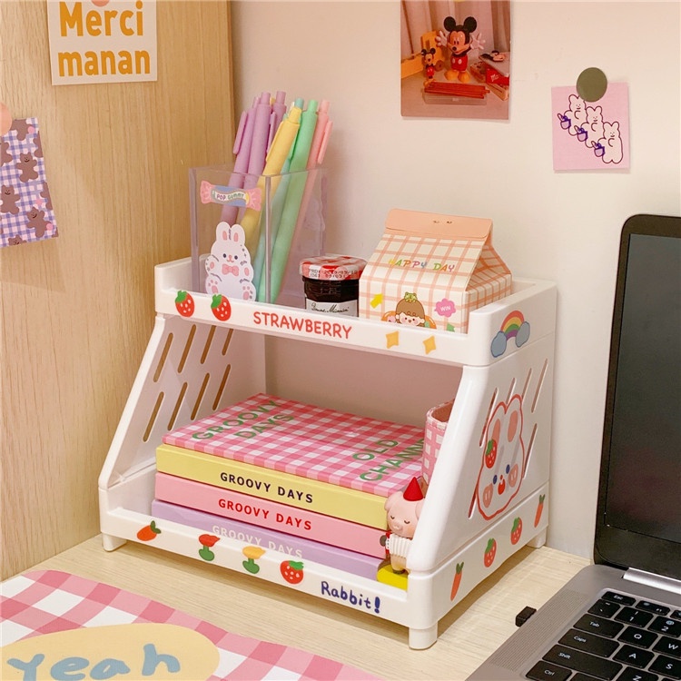 Kệ để bàn học đựng mỹ phẩm gia vị bàn làm việc mini 2 tầng decor siêu xinh Cute Shop