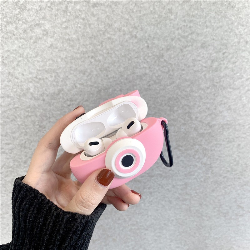 Bao Case Ốp Chống Shock Cho Airpods Pro Hình Máy Ảnh Mèo Hồng.