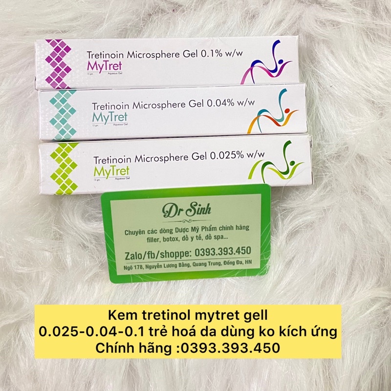 Mytret Gell giảm mụn, trẻ hoá da ...0.025-0.04-0.1 15g dùng da mướt
