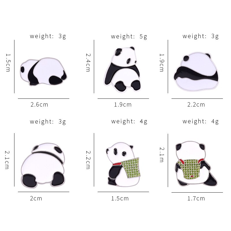 Pin cài áo 50 sắc thái gấu trúc Panda đội nón/ đeo gùi/ chu mông/ dây xích - GC118