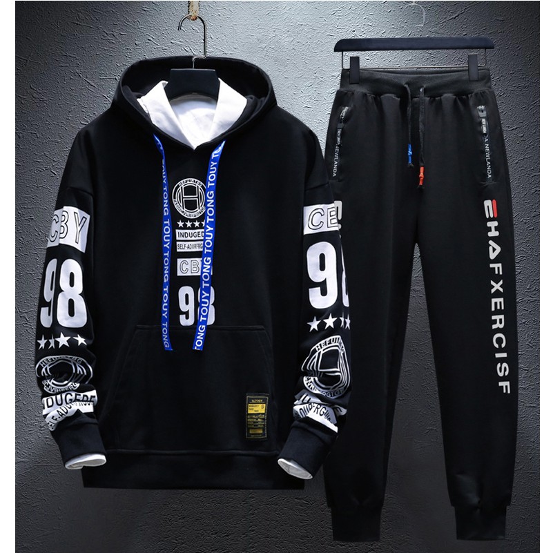 Bộ Đồ Nỉ Nam Áo Hoodies Phối Chữ Kết Hợp Quần Jogger Trẻ Trung SET NAM 9000076