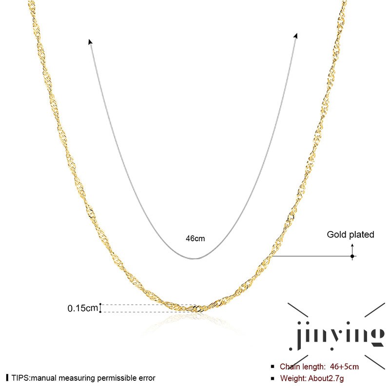 ❤S Wind New Fashion Jewelry 18 inch Simple Silver Water Wave  Chain Necklace For Unisex Man Women Gi