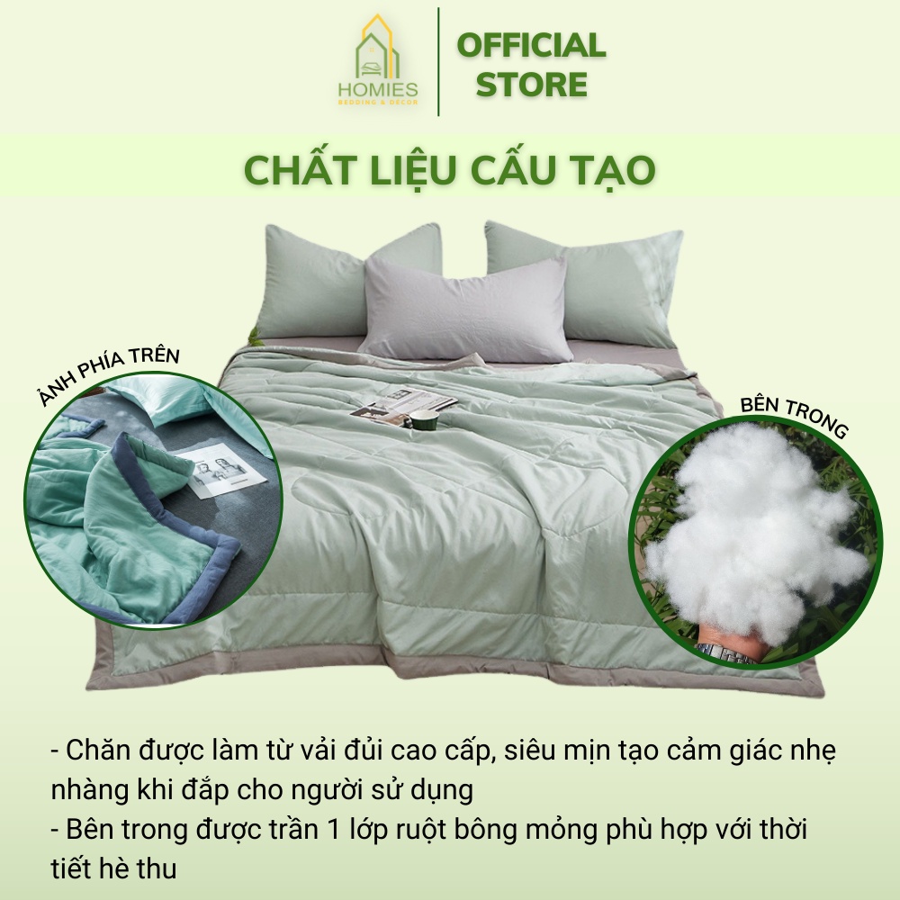 Chăn Đũi Hè Thu HOMIES Bedding &amp; Décor Đơn Sắc Mềm Mát Mùa Hè Kích Thước 2m x 2m3