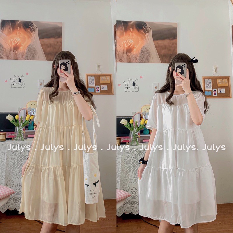 [Mã SKAMA06 giảm 8% tối đa 50K đơn 250K] Váy babydoll VOAN TƠ xếp tầng (ảnh thật shop chụp kèm video)