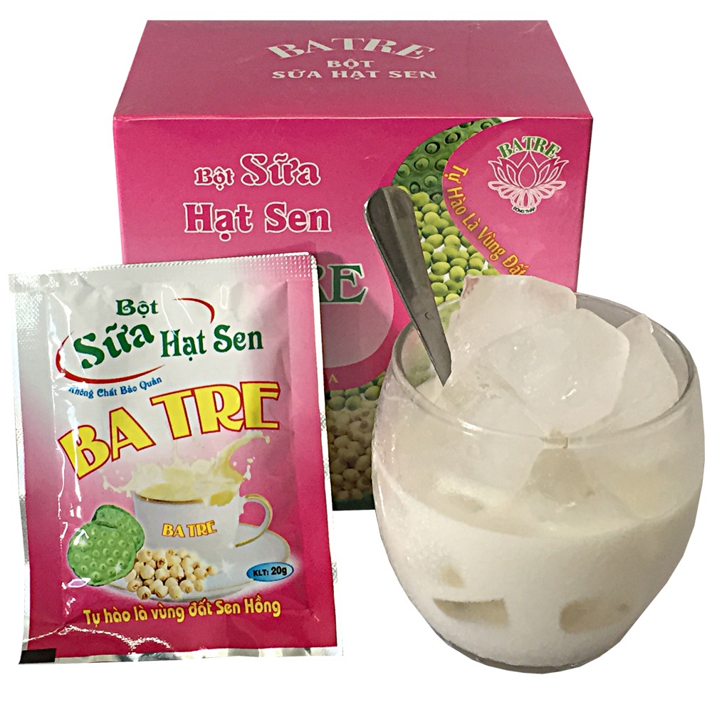 Bột sữa sen Ba Tre gói 20g - Đặc sản Đồng Tháp - Bột Sữa Hạt Sen hoà tan - Giàu dinh dưỡng, giúp xương chắc khỏe