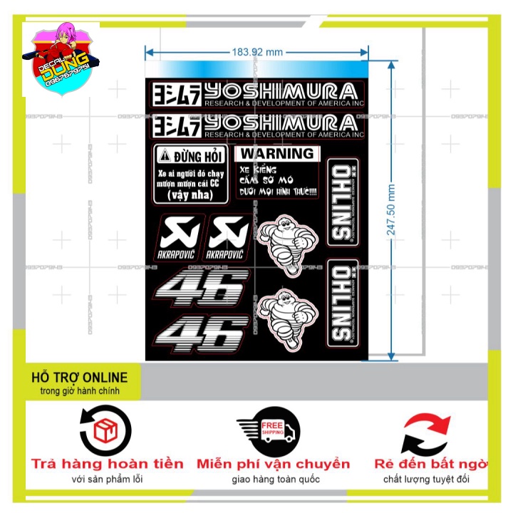 LOGO STICKER TRẮNG ĐEN 007 - DUNG DECAL
