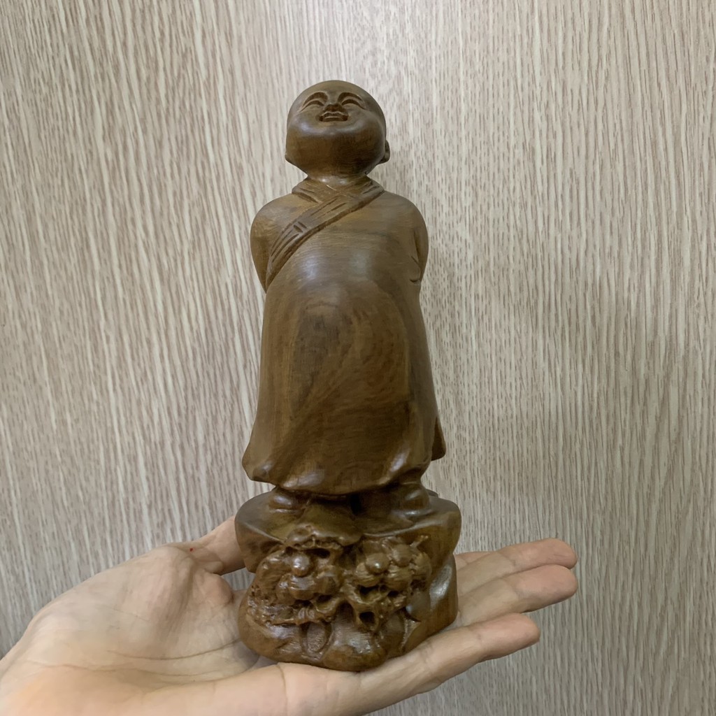 Tượng Chú Tiểu Vạn Sự Tùy Duyên Gỗ Hương, Gỗ B\ach X\anh Mang Lại Sự An Lạc,Vui Tươi