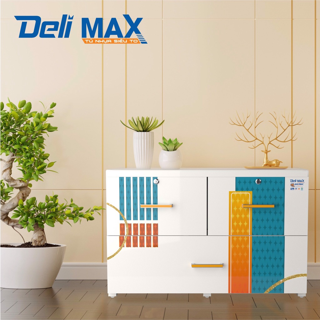 Qui Phúc Tủ Nhựa Quần Áo Deli Max 2 Tầng - Size Lớn