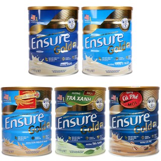 Sữa bột Ensure Gold hương Vani,Ít Ngọt,Lúa Mạch,Trà Xanh,Café 850g