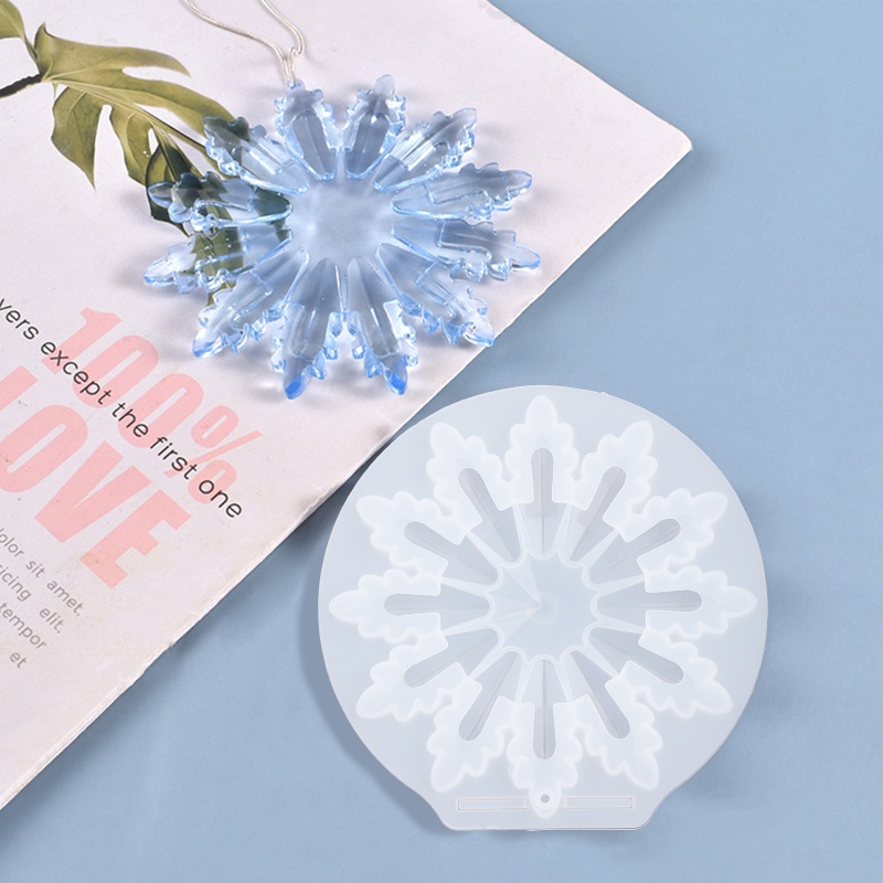 Khuôn Silicone Làm Mặt Dây Chuyền Hình Bông Tuyết 3D DIY