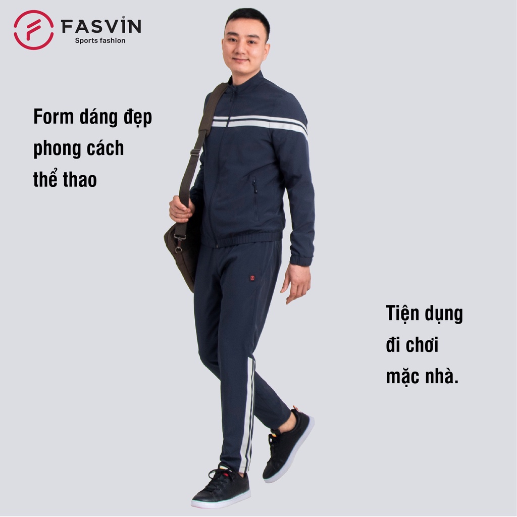 Bộ thể thao nam Fasvin BC20455.HN vải 02 lớp lót lưới chất gió chun mềm mại co giãn.