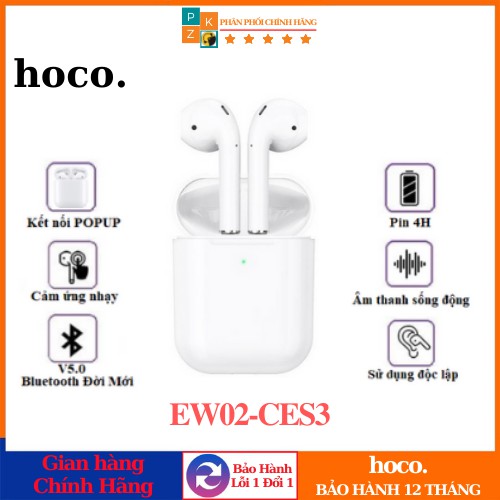 Tai nghe Bluetooth không dây TWS Hoco EW02 / CES3 Original series V5.0 (Trắng) - Hãng phân phối chính thức