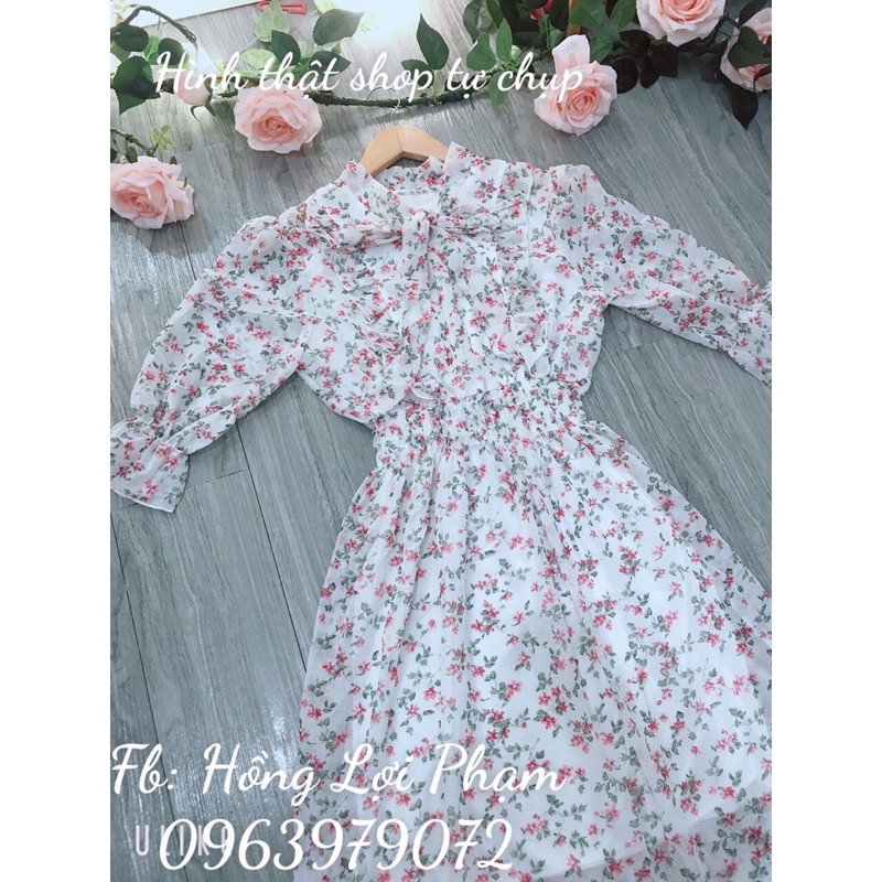 Đầm hoa nhí cột nơ tiểu thư (hoa mới) -video+hình thật | BigBuy360 - bigbuy360.vn