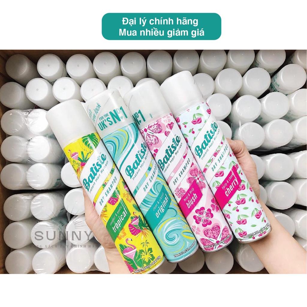 Dầu gội khô Batiste 200ml không cần dùng nước và xả, cực tiện lợi cho người đi du lịch, người mới đẻ và người ốm