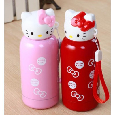 THERMOS Bình Nước Inox 304 Giữ Nhiệt Hình Hello Kitty Đáng Yêu Cho Bé Gái