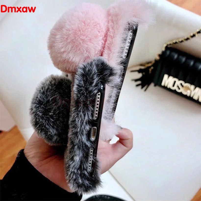 Hairy Case OPPO R15 R15X K1 R11S R11 F3 R9 R9S F1 Plus A57 A39 A37 Neo 9 Cute Rabbit Animal Soft Plush Warm Cover