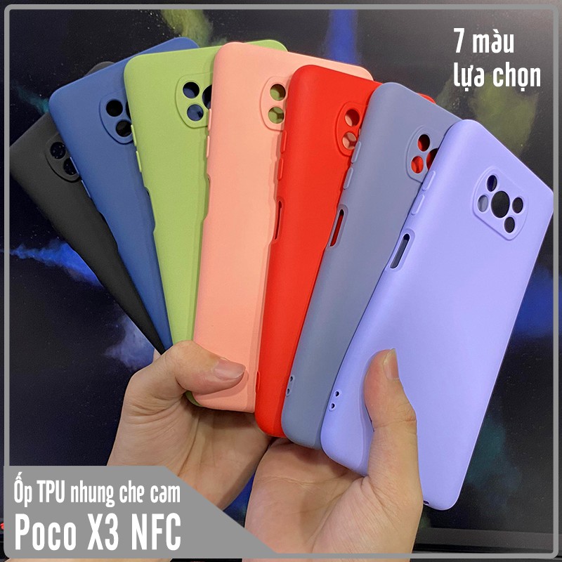 Ốp lưng cho Xiaomi Poco X3 NFC, nhựa TPU dẻo màu lót nhung che camera