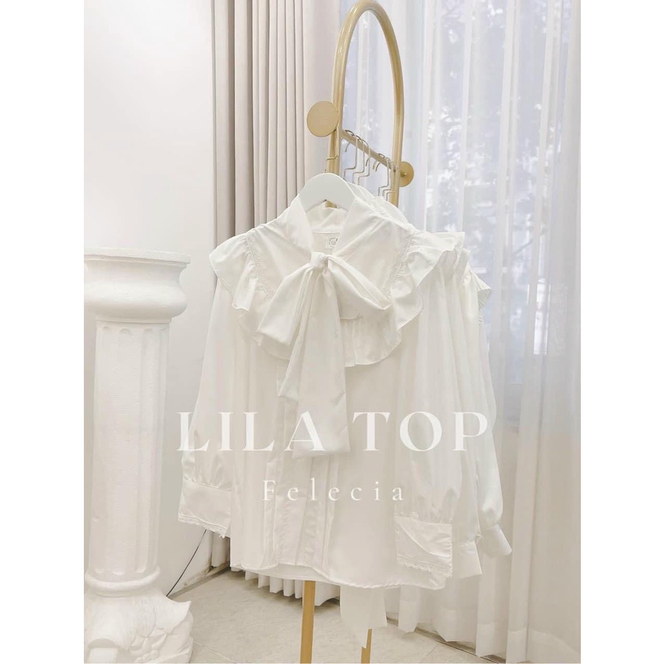 [ẢNH THẬT] - Áo sơ mi trắng tiểu thư ulzzang cổ nơ viền ren - SM35 - jannahouse