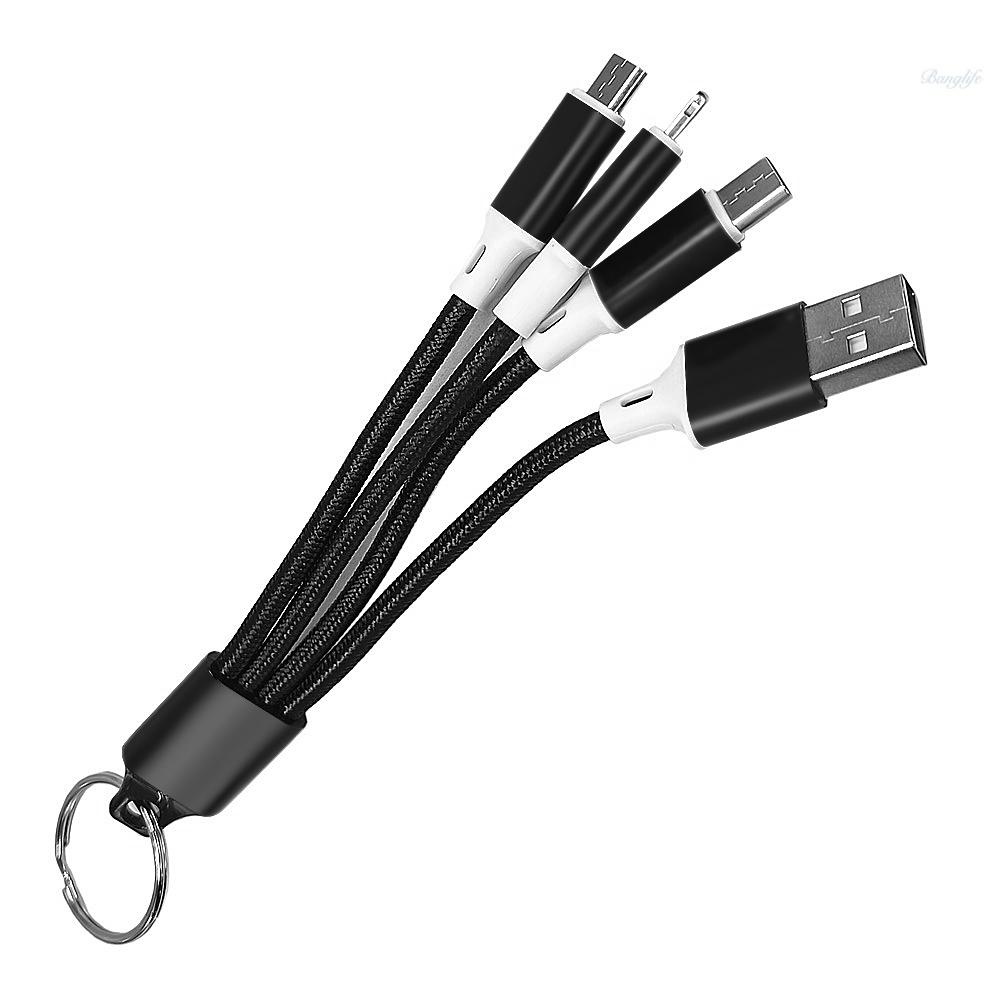 Dây Cáp Sạc Usb 2.0 Đầu Cắm Sang Type-C Nylon Bện Dây Màu Đen 2 Trong 1 Cho Ios Huawei Samsung Htc