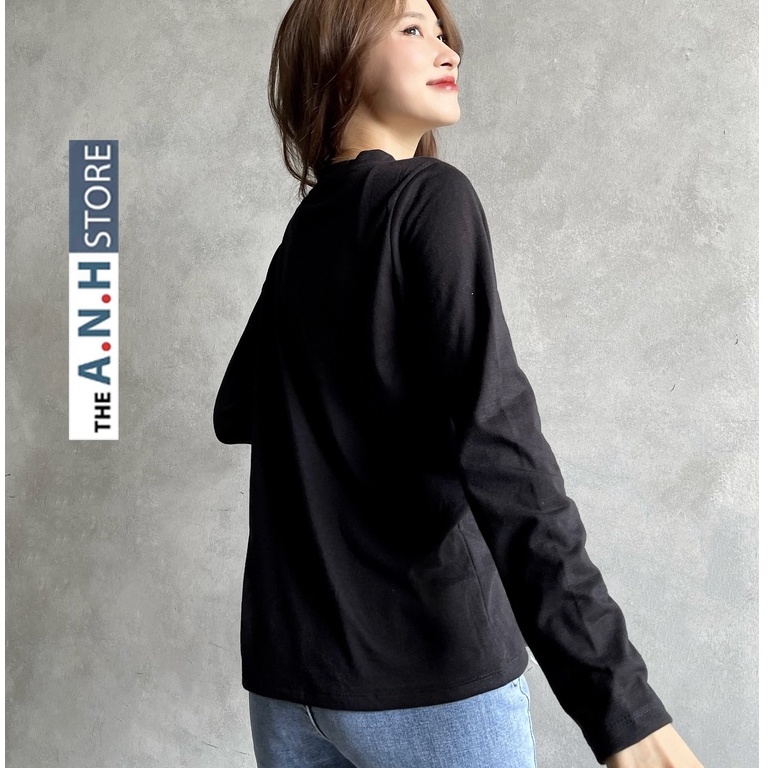 Áo thun giấy xược cổ V, TAY DÀI nữ ANHSTORE , áo cổ Tim TAY DÀI chất thun giấy, xược cotton thời trang