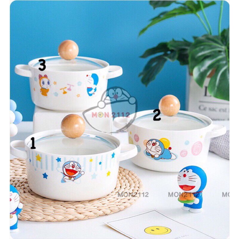 TÔ NỒI MINI NHỎ ĂN MÌ GỐM SỨ DORAEMON DOREMON