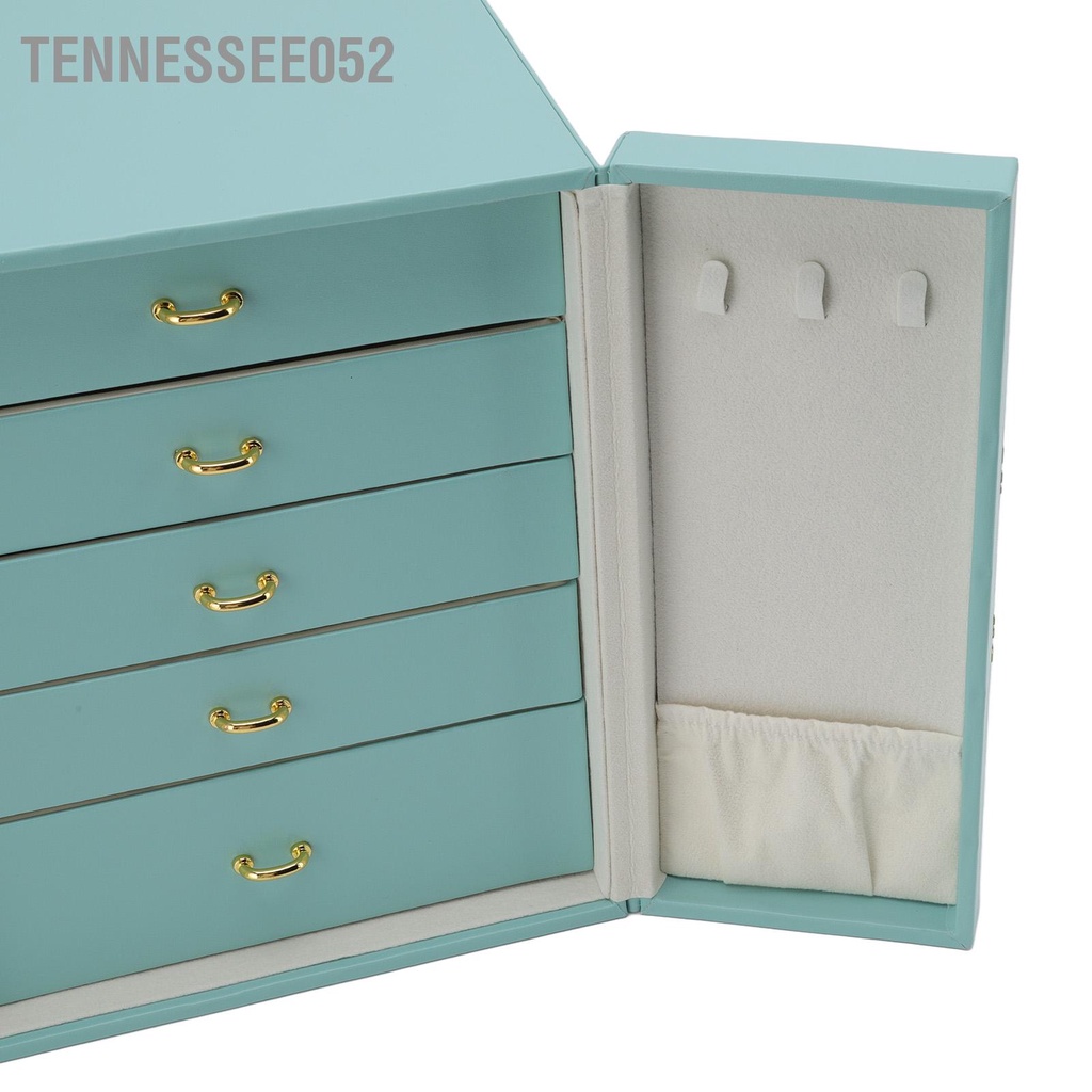 [Hàng HOT] Hộp Đựng Trang Sức Bằng cao cấp bọc da 5 tầng Hai Cửa Màu Xanh Lá Phong Cách Châu Âu sang trọng【Tennessee052】