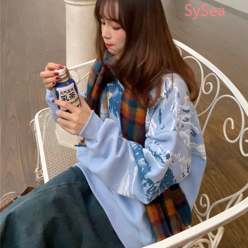 Áo Sweater Dáng Rộng In Hình Thỏ Xinh Xắn Phong Cách Hàn Quốc Cho Nữ