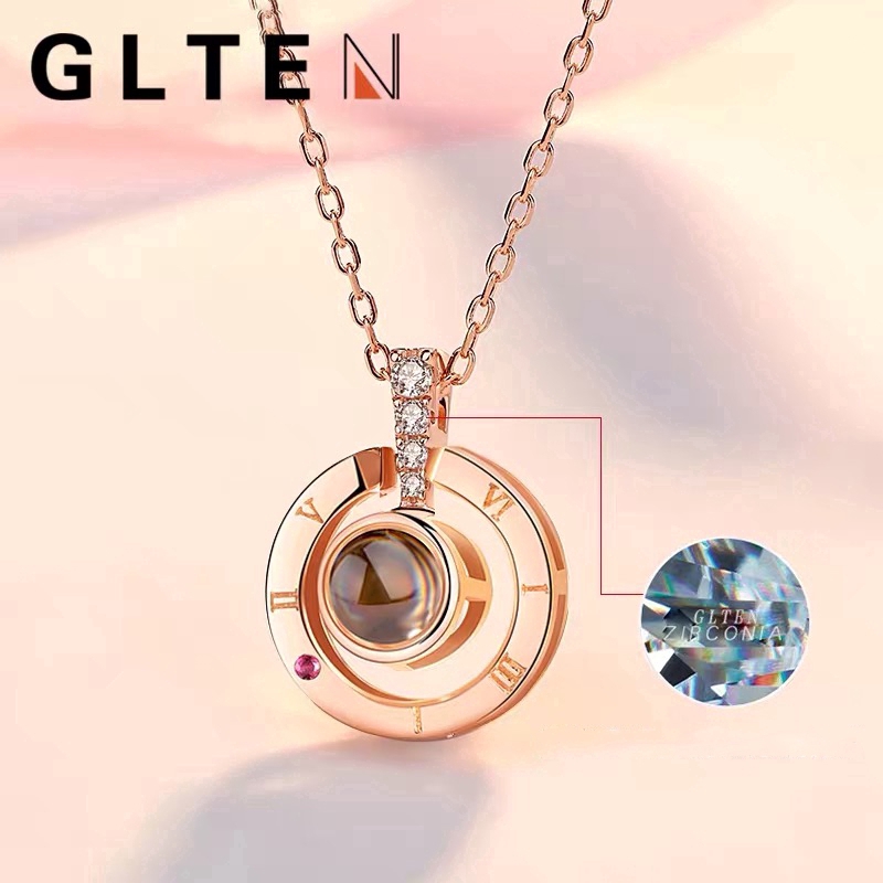 100 Languages I Love You Projection Pendant Necklace,Romantic Love Memory Wedding Gifts Necklace