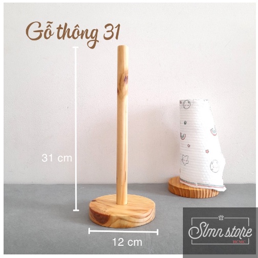 Cọc gỗ để giấy cuộn, cây cắm giấy lau đa năng, cây đế gỗ chứa giấy cuộn. SD1-CocGo30