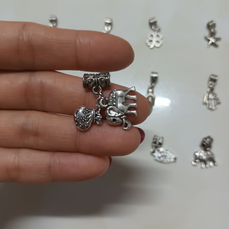 Charm Voi Cõng Tài lộc Về Nhà ống lùa bạc thái chặn vòng