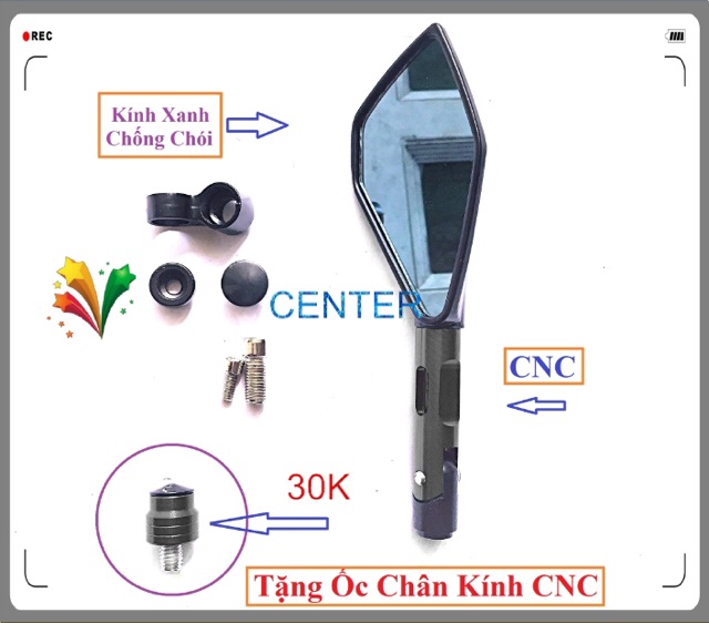 [ RẺ NHẤT ] [ Tặng Ốc Chân Kính CNC ] Gương 5 cạnh cao cấp CNC bên Trái bán sỉ