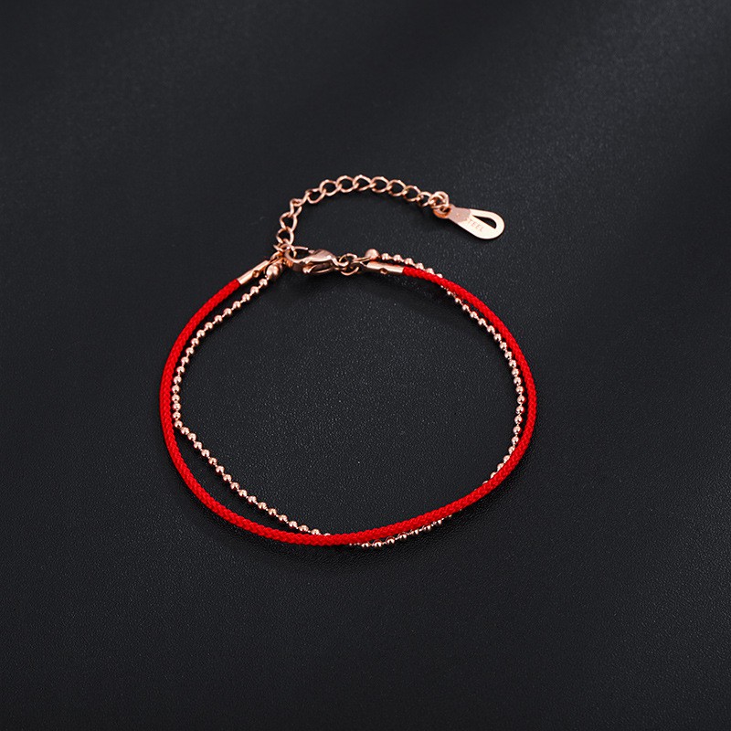 Korean version of Mingnian transport small gold beads good luck rose gold red string non-fading creative thin hand string female