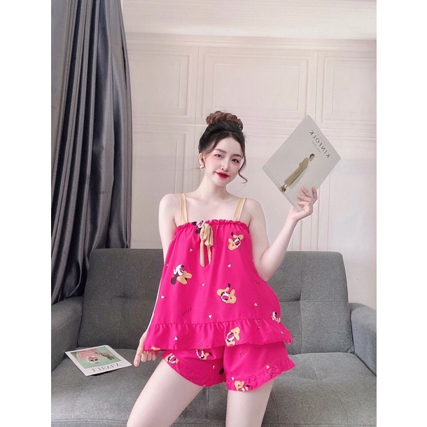 Set đồ bộ 2 dây mặc nhà chất kate lụa siêu mát freesize dưới 60 kí | BigBuy360 - bigbuy360.vn