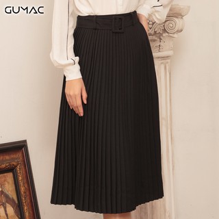Chân váy khoen dập ly GUMAC VA466_DEN