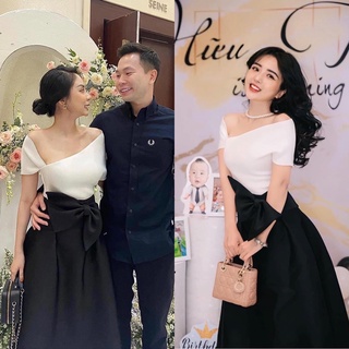 đầm thiết kế phối trắng