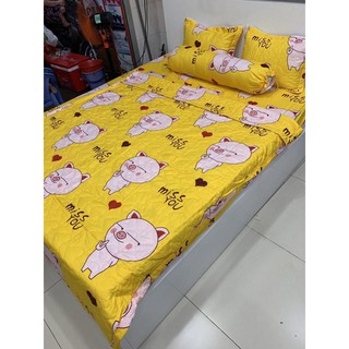 Ga trải giường 1m6x2m,cotton poly hàn mềm,chọn mẫu,heo nền vàng