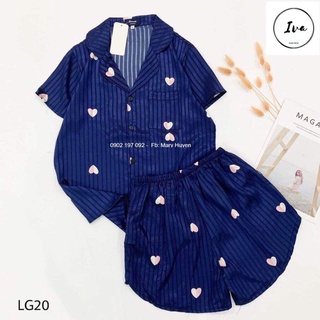 Bộ pyjama màu xanh lụa gấm Aniva