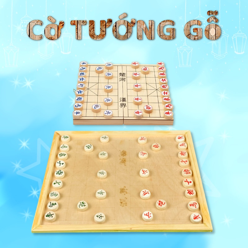 Bộ Combo Cờ Tướng Bằng 100% Gỗ Tự Nhiên Không Độc Hại Hộp Kích Thước Lớn