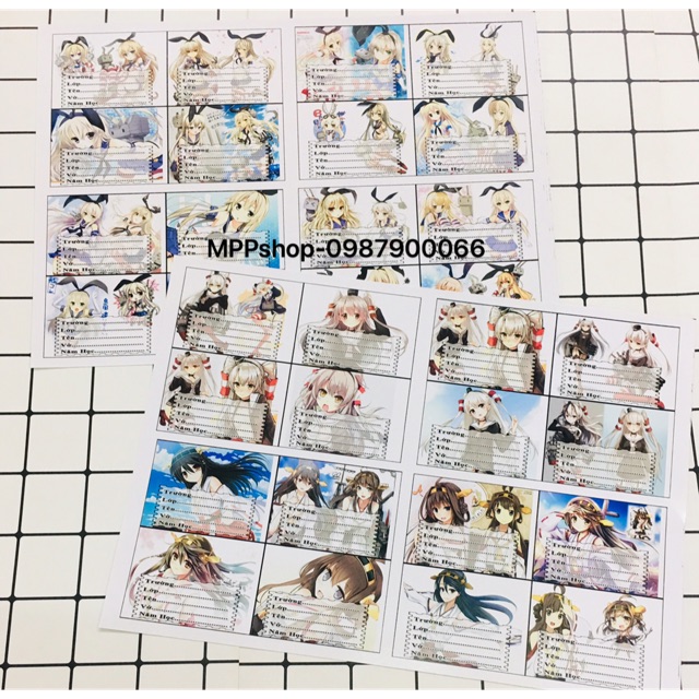 Nhãn vở anime kantai colection sét 48 nhãn