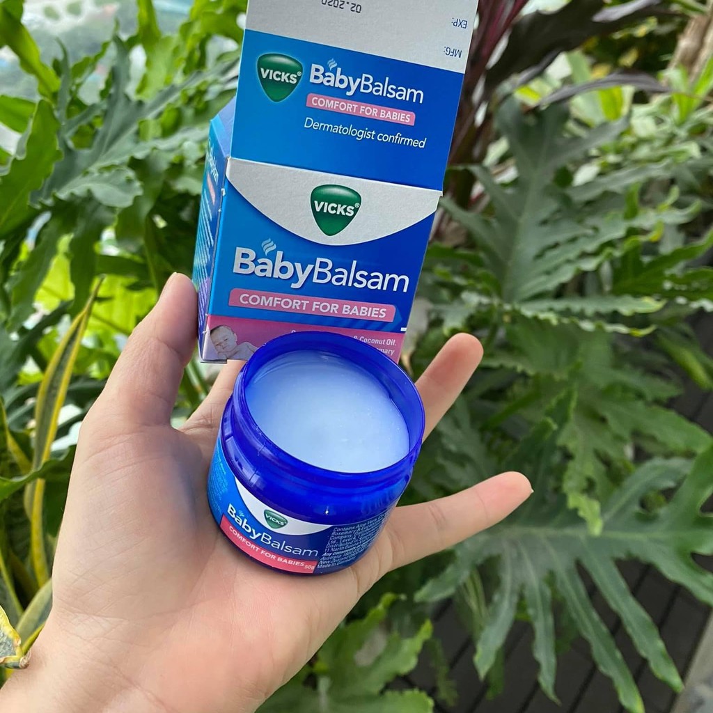 Dầu Bôi Ấm Ngực Vick Baby Balsam Úc 50GR - DẦU GIỮ ẤM, GIẢM HO VICKS CHO BÉ TỪ 3 THÁNG